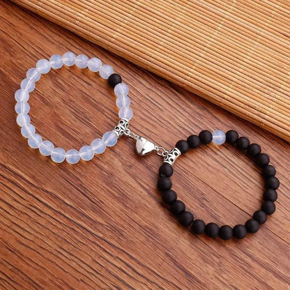 Magnetic Heart Matching Crystal Bead Bracelets