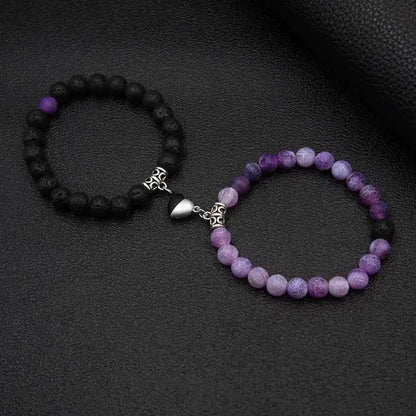 Magnetic Heart Matching Crystal Bead Bracelets