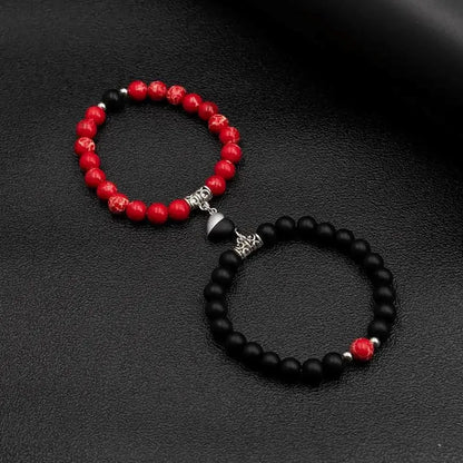 Magnetic Heart Matching Crystal Bead Bracelets