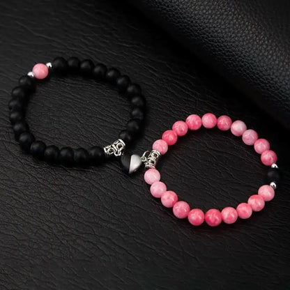 Magnetic Heart Matching Crystal Bead Bracelets