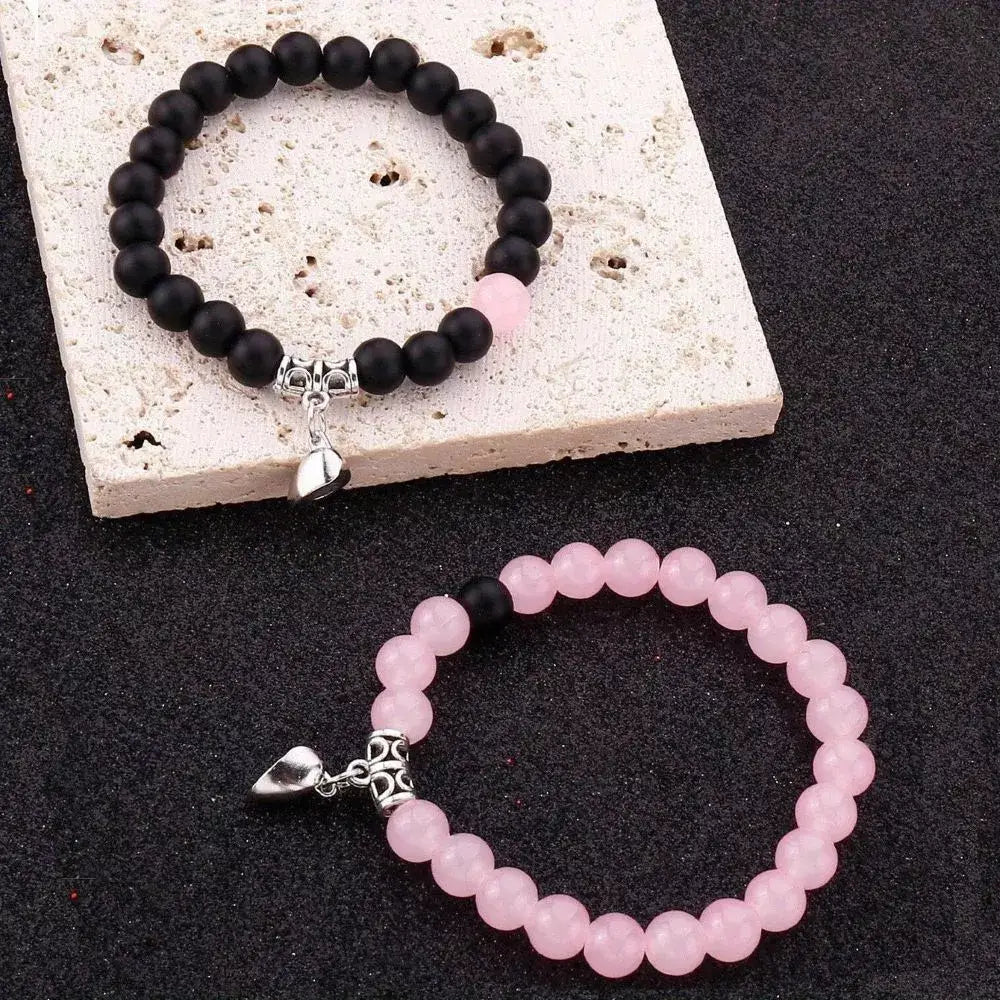 Magnetic Heart Matching Crystal Bead Bracelets