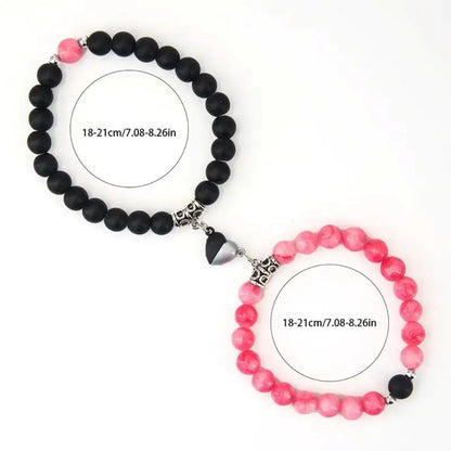 Magnetic Heart Matching Crystal Bead Bracelets