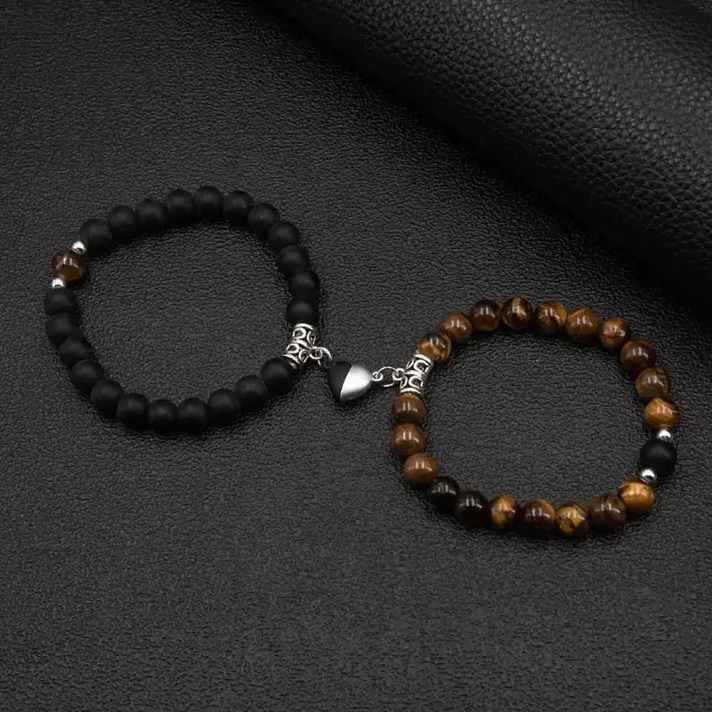 Magnetic Heart Matching Crystal Bead Bracelets