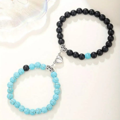 Magnetic Heart Matching Crystal Bead Bracelets
