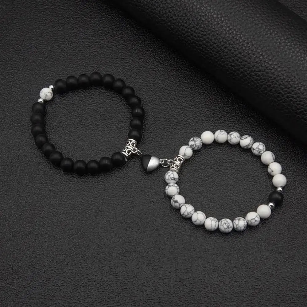 Magnetic Heart Matching Crystal Bead Bracelets