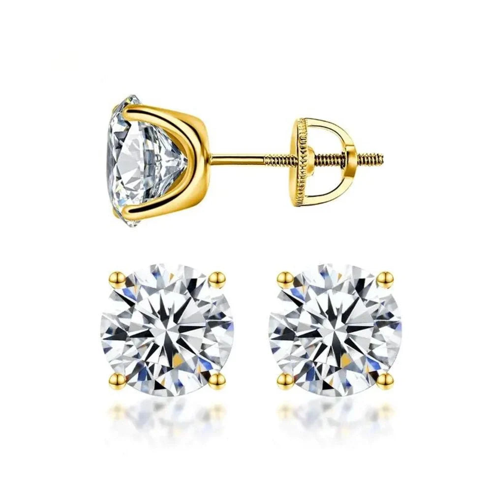 S925 silver moissanite screw back earrings