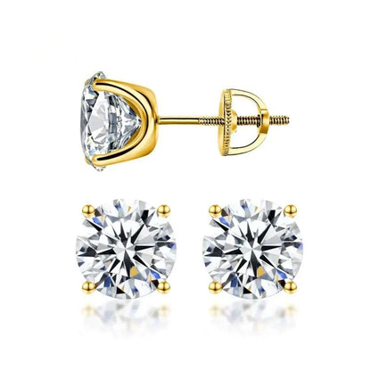 S925 silver moissanite screw back earrings