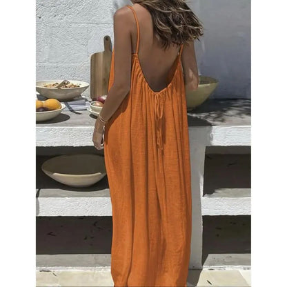 Women's Sleeveless Cami Lounge Dress – Soft Maxi Nightgown For Sleeping & Lounging