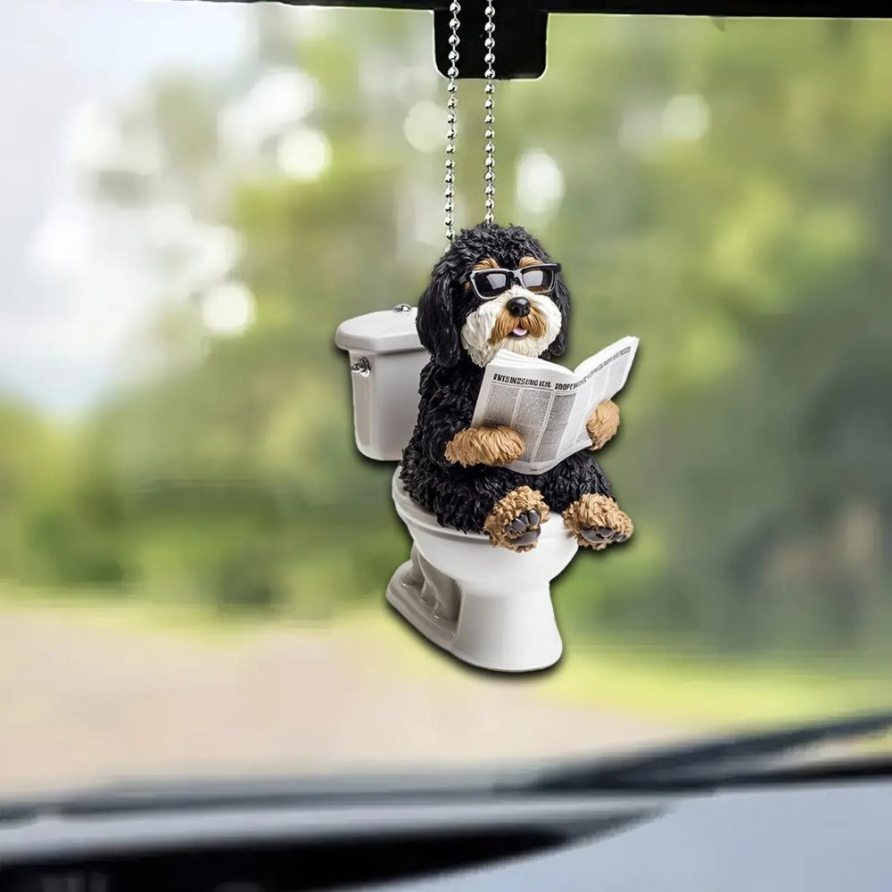 Bernedoodle - Dog Sitting On Toilet Ornament  OT026