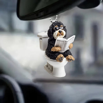 Bernedoodle - Dog Sitting On Toilet Ornament  OT026