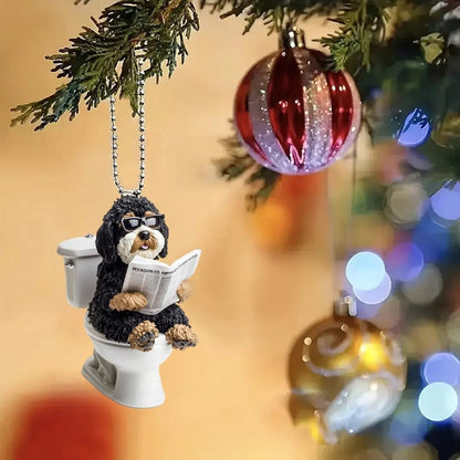 Bernedoodle - Dog Sitting On Toilet Ornament  OT026