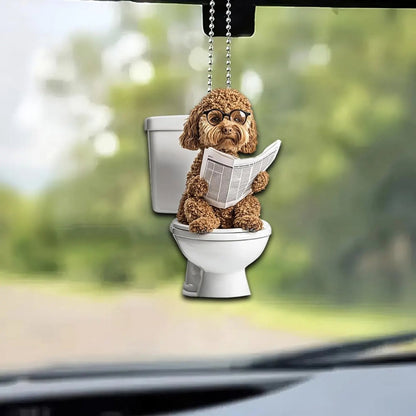 Labradoodle - Dog Sitting On Toilet Ornament  OT030