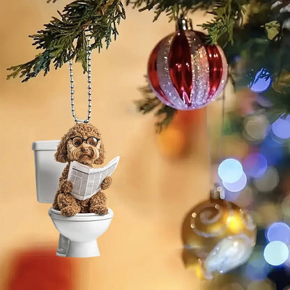 Labradoodle - Dog Sitting On Toilet Ornament  OT030