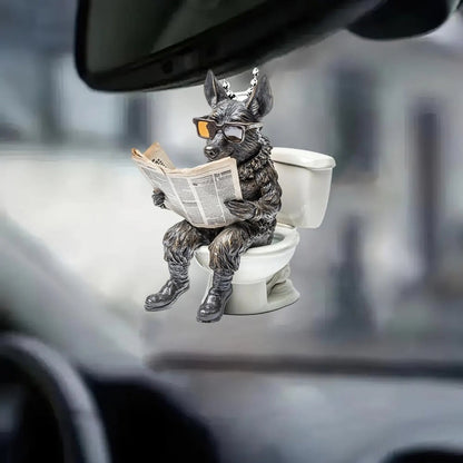 Dutch Shepherd - Dog Sitting On Toilet Ornament  OT031