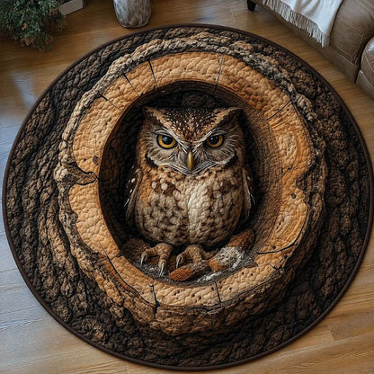 Owl In The Hollow Round Rug - HR007