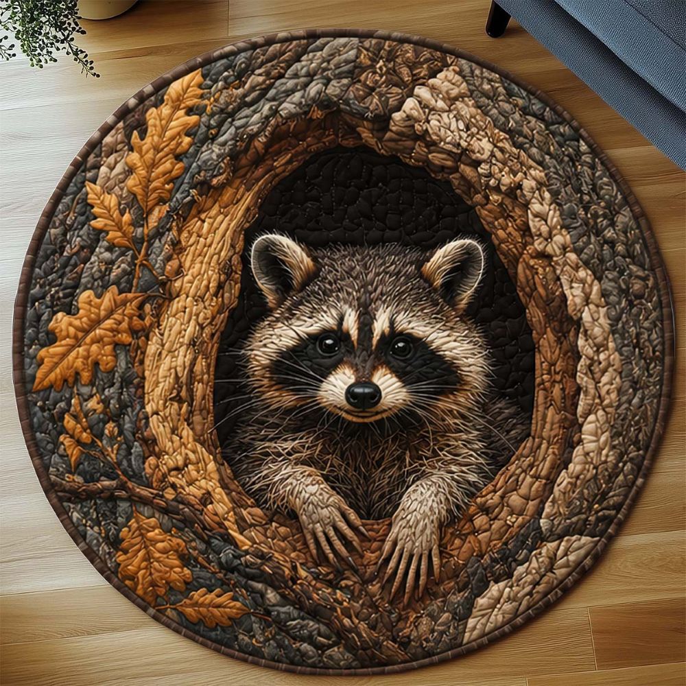 Raccoon In The Hollow Round Rug - HR003