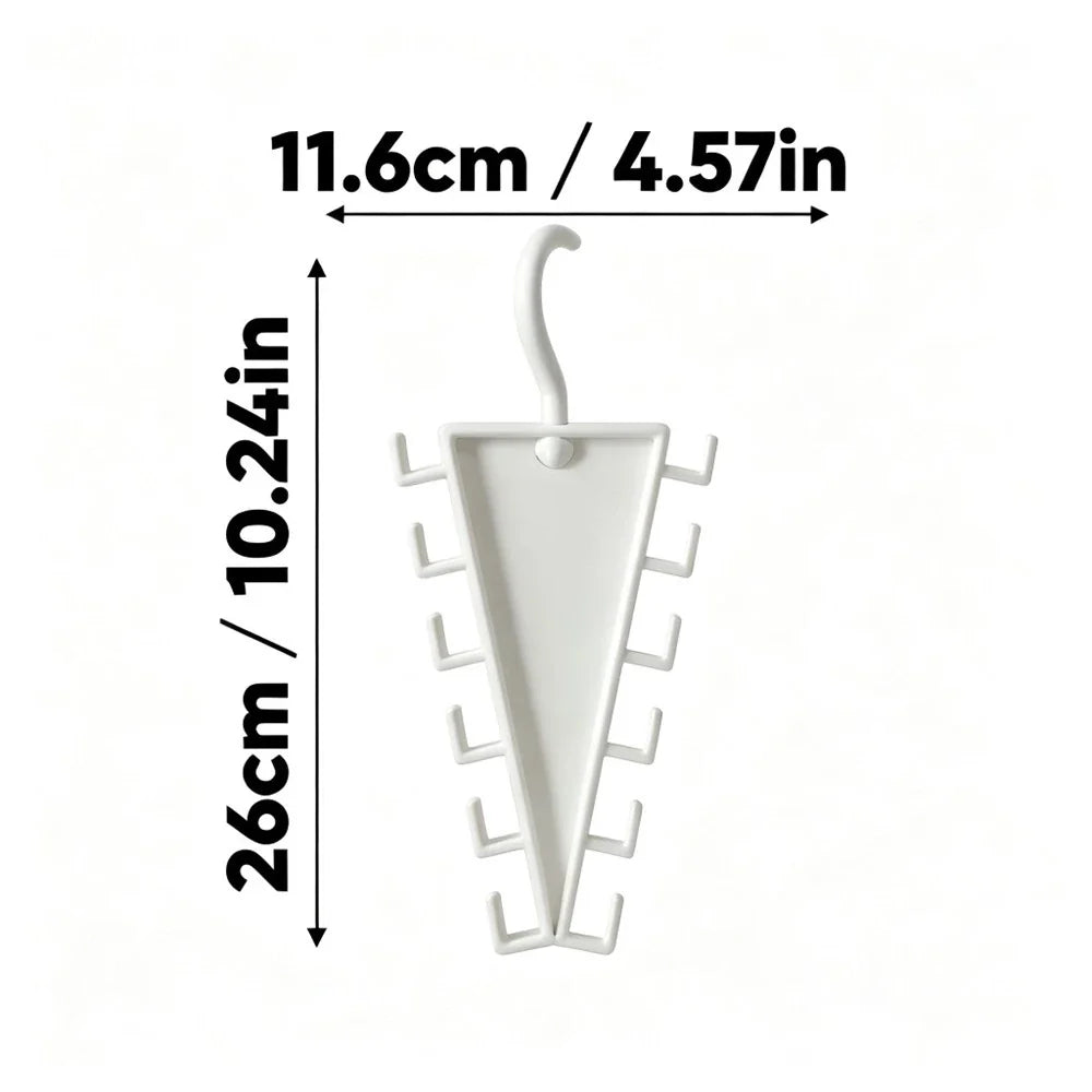White plastic wall hook organizer with multiple small side hooks, shown with dimension arrows and text indicating 11.6cm width and 26cm height on a white background.