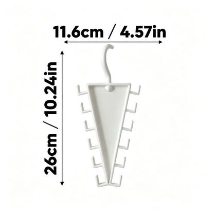 White plastic wall hook organizer with multiple small side hooks, shown with dimension arrows and text indicating 11.6cm width and 26cm height on a white background.