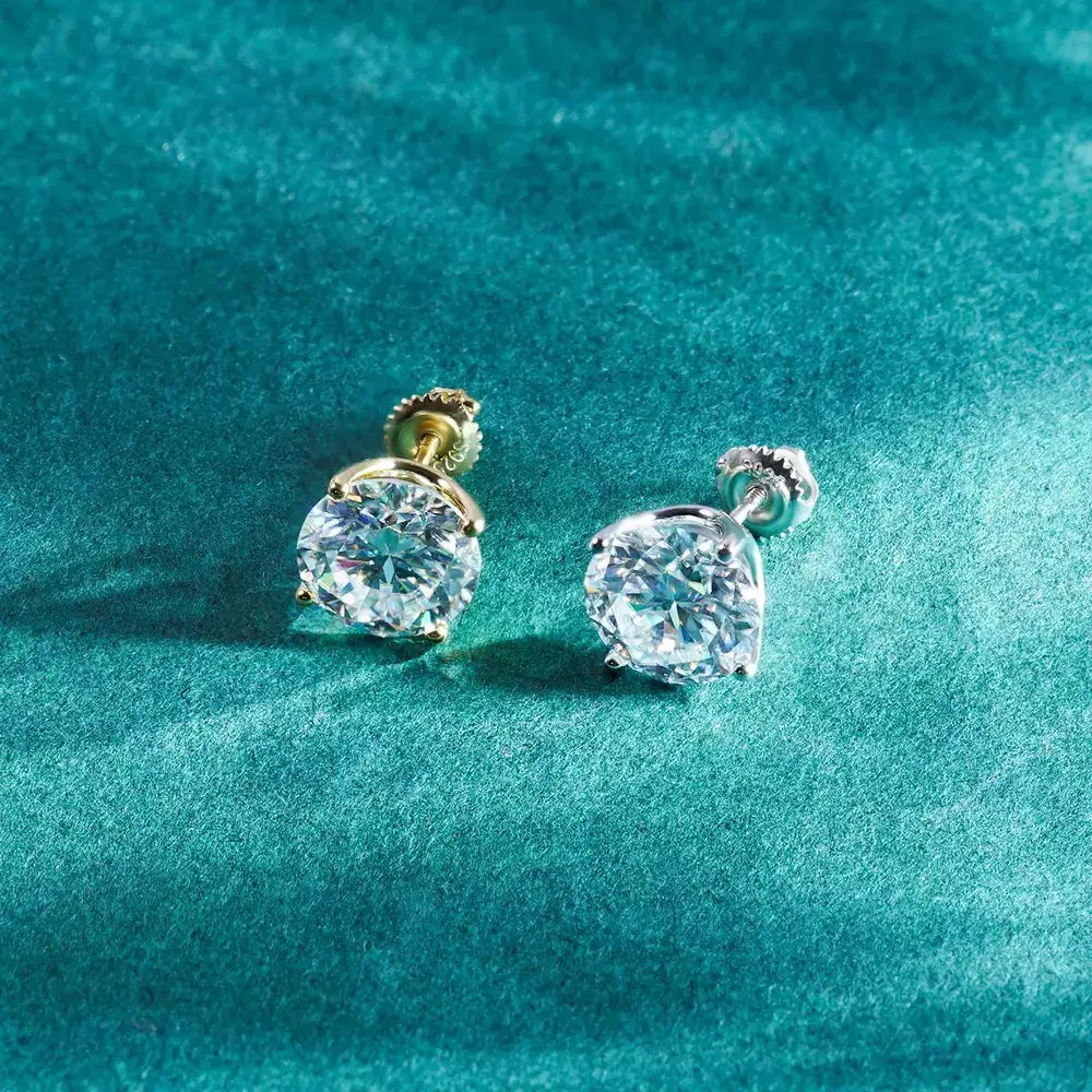 Lab-created moissanite stud earrings in sterling silver