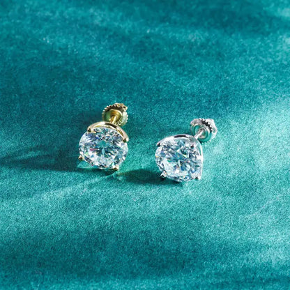 Lab-created moissanite stud earrings in sterling silver