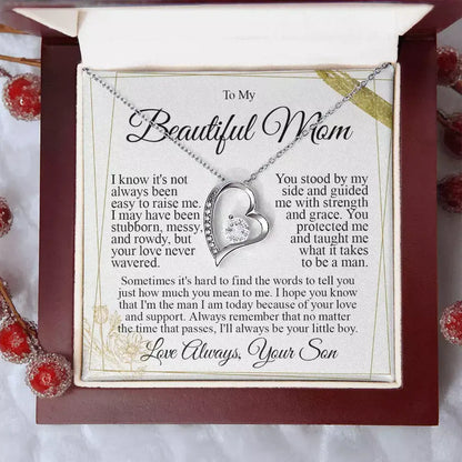 Silver heart necklace designed as a gift for Mom
