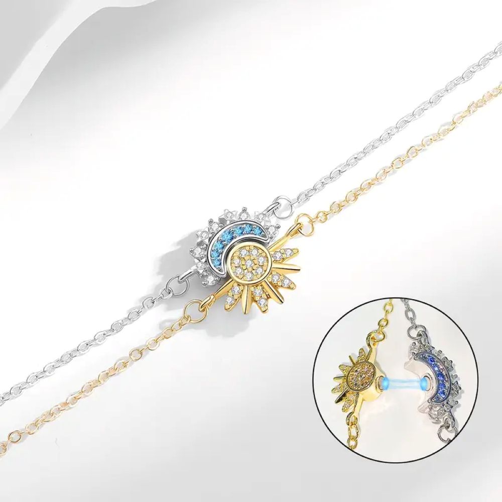 Sun & Moon Bracelet Set, Stackable Celestial Charm Bracelets