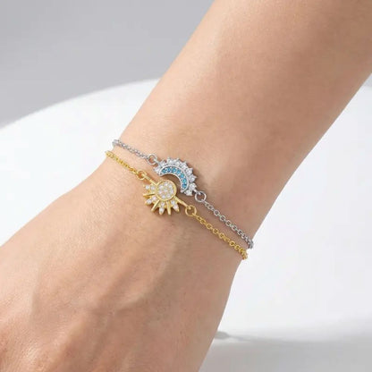 Sun & Moon Bracelet Set, Stackable Celestial Charm Bracelets