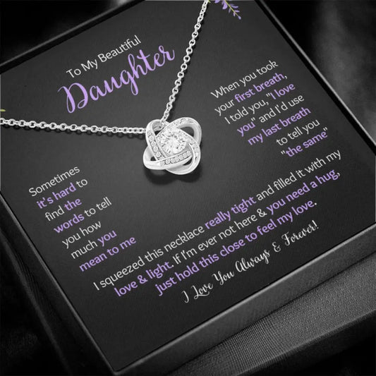To My Daughter - I Love You - Love Knot Necklace