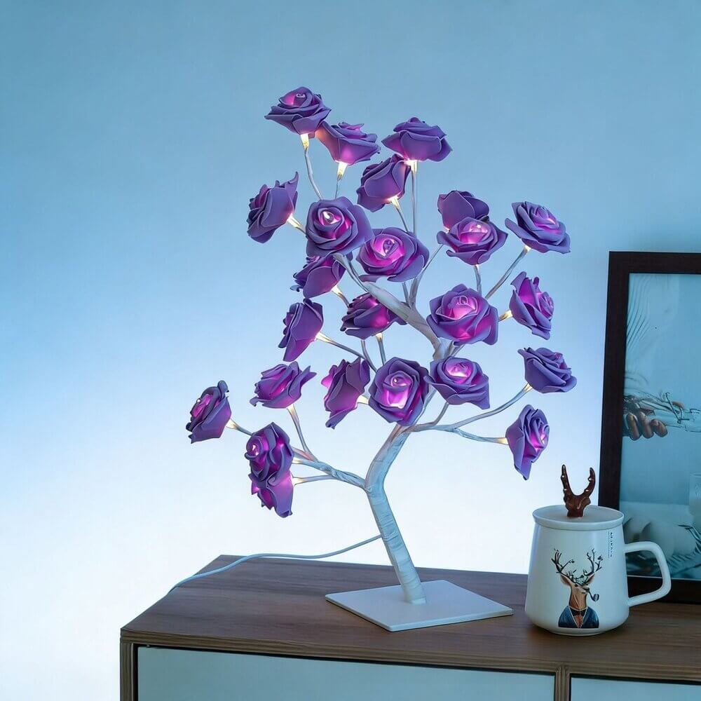 Rose Flower Tree Night Light – USB LED Table Lamp