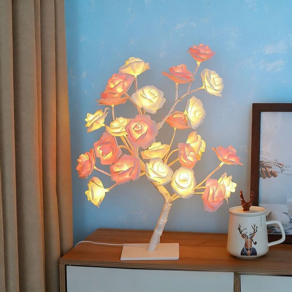 Rose Flower Tree Night Light – USB LED Table Lamp