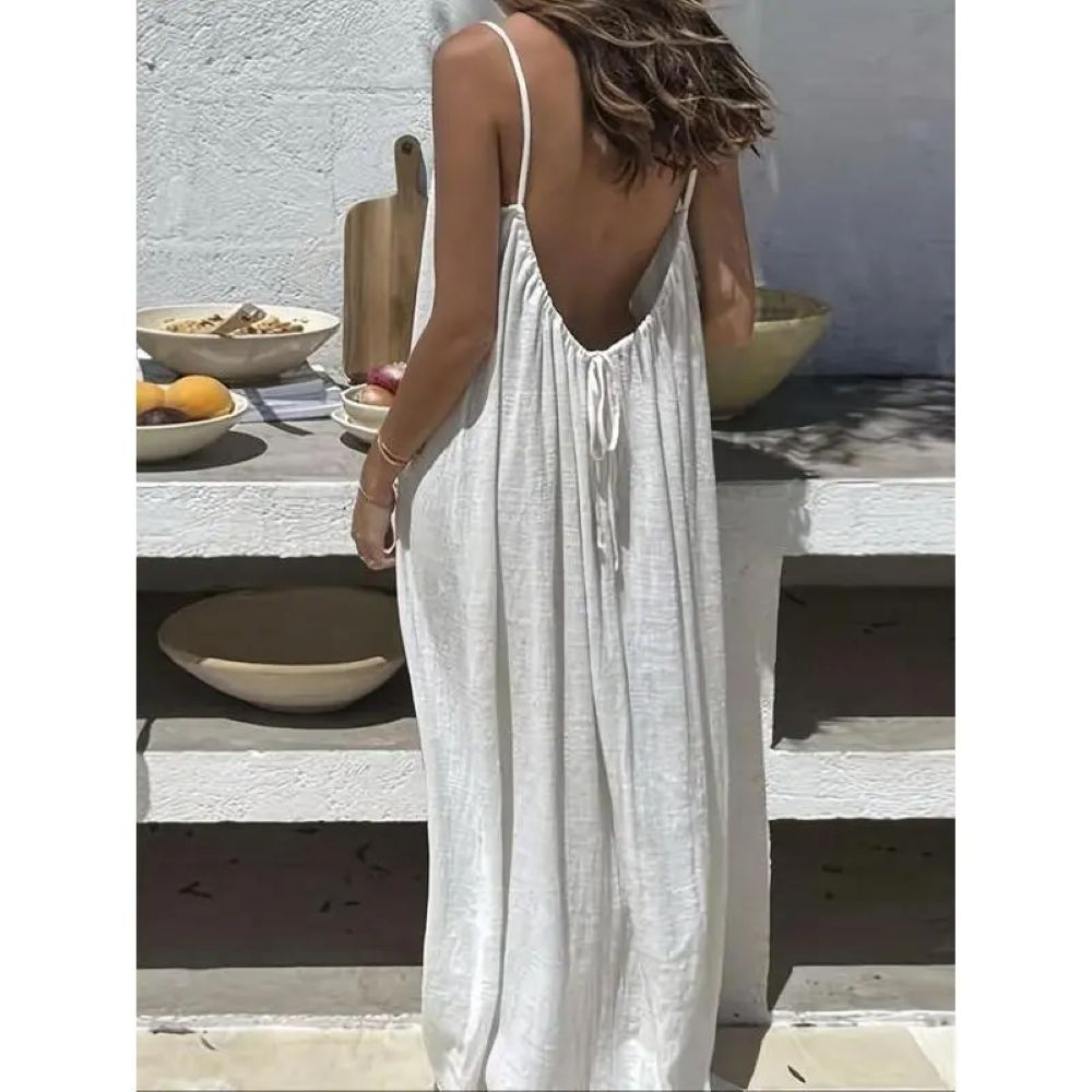 Women's Sleeveless Cami Lounge Dress – Soft Maxi Nightgown For Sleeping & Lounging