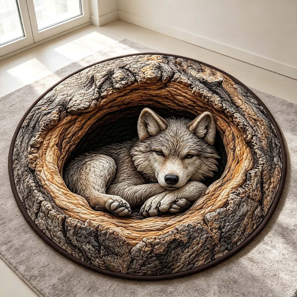 Wolf In The Hollow Round Rug - HR005
