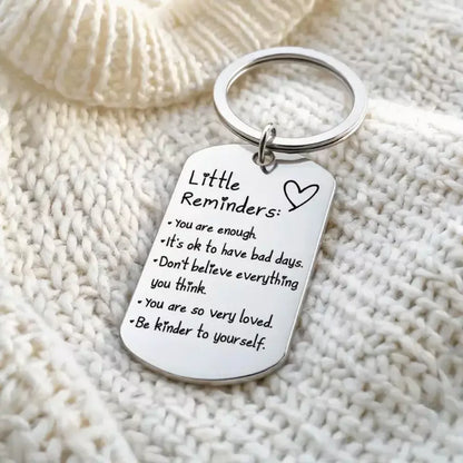 Front view of the You Are Enough motivational keychain