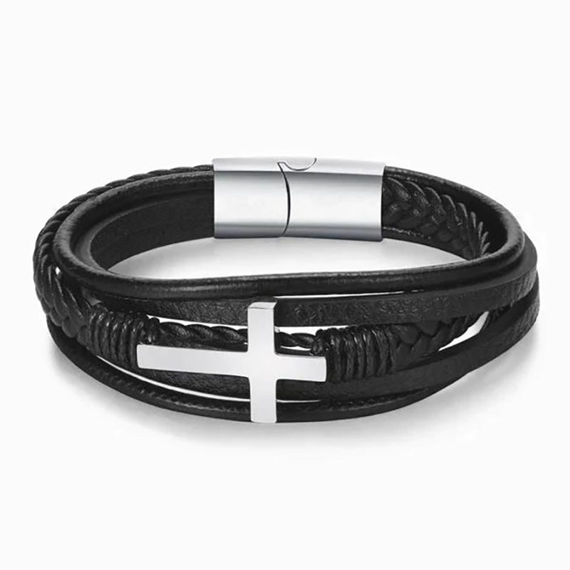 To My Son Pray Through It Leather Cross Bracelet – Xcellence Gifting