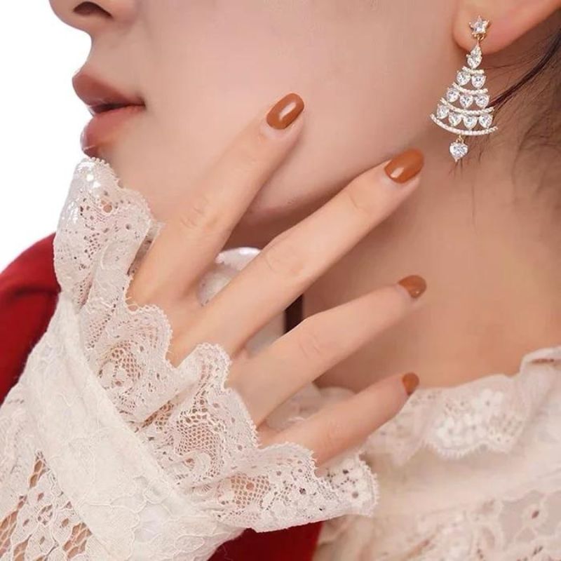 Christmas Tree Earrings - 925 Silver Pin Earrings
