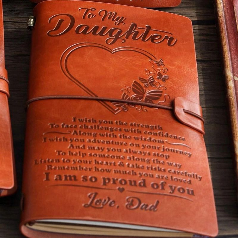 To My Daughter - I am So Proud of You - Engraved Leather Journal Notebook